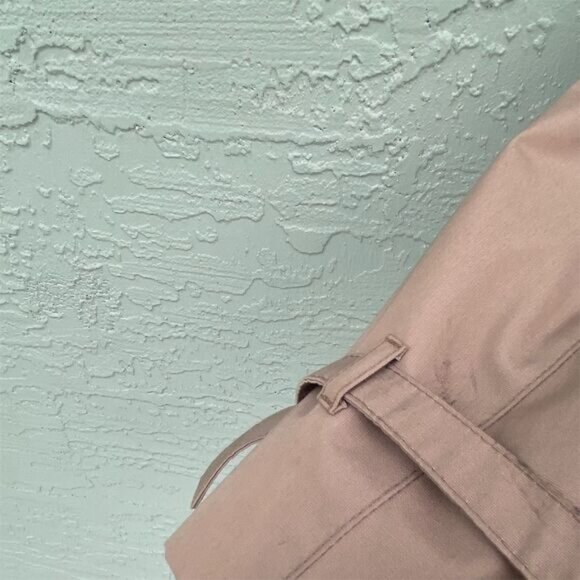 London Fog Trench Coat Size 10 Beige Plaid Double-Breasted - Picture 8 of 12